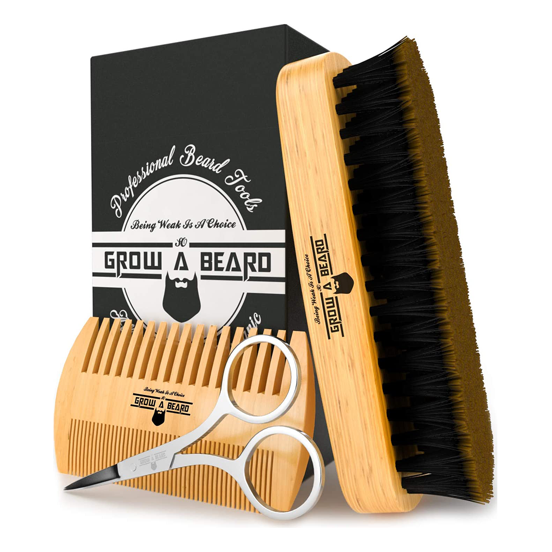 Blaze Beard Brush, Comb, Scissors Grooming Kit